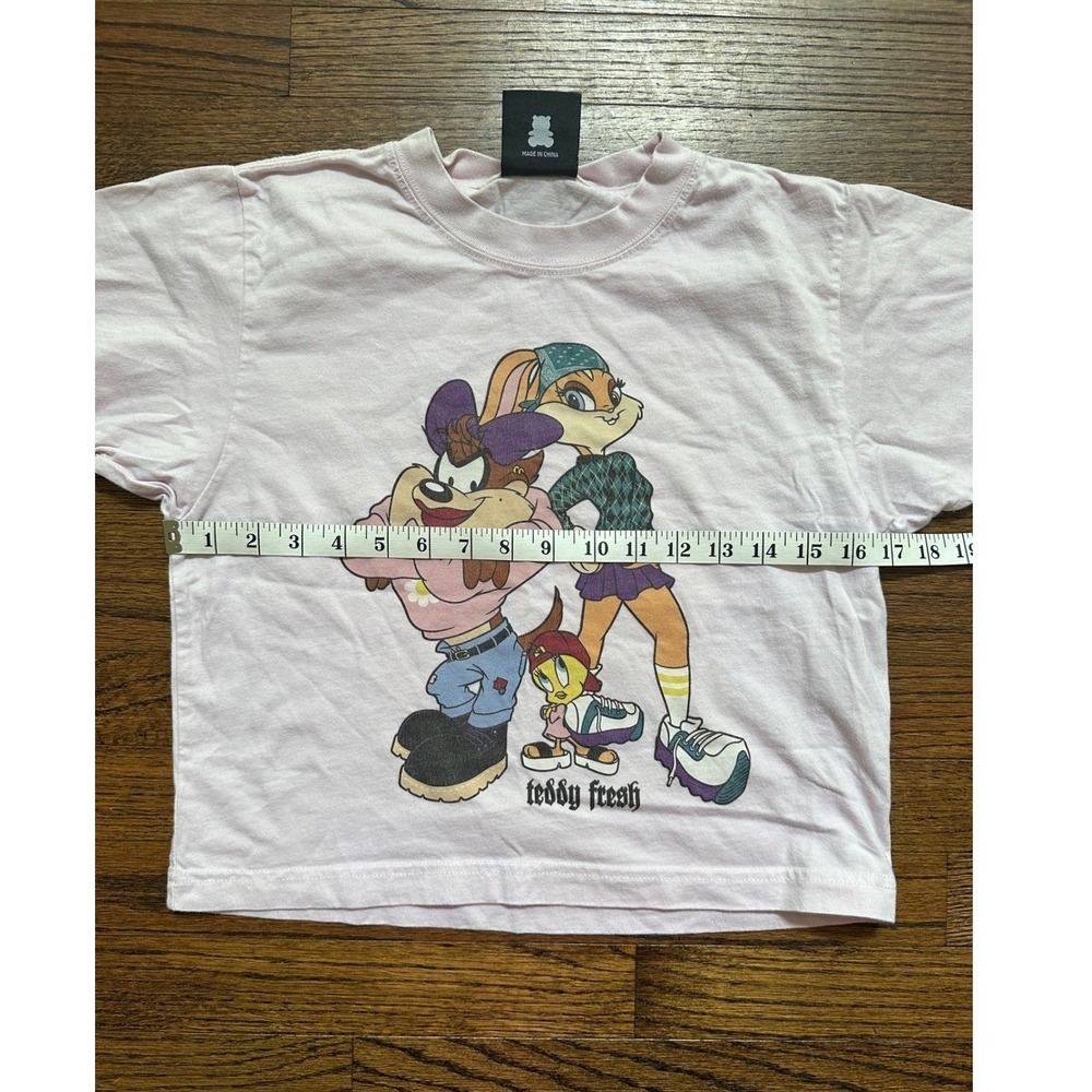Teddy Fresh x Looney Tunes Bad Girls Graphic Pink Short Sleeve Boxy Tee Small - Picture 5 of 6